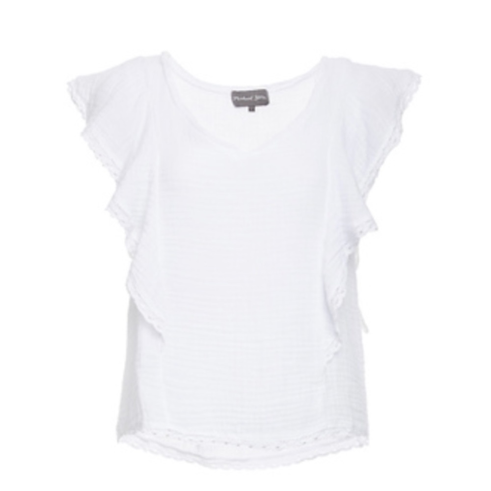 Michael Stars Gauze Flounce Sleeve Top